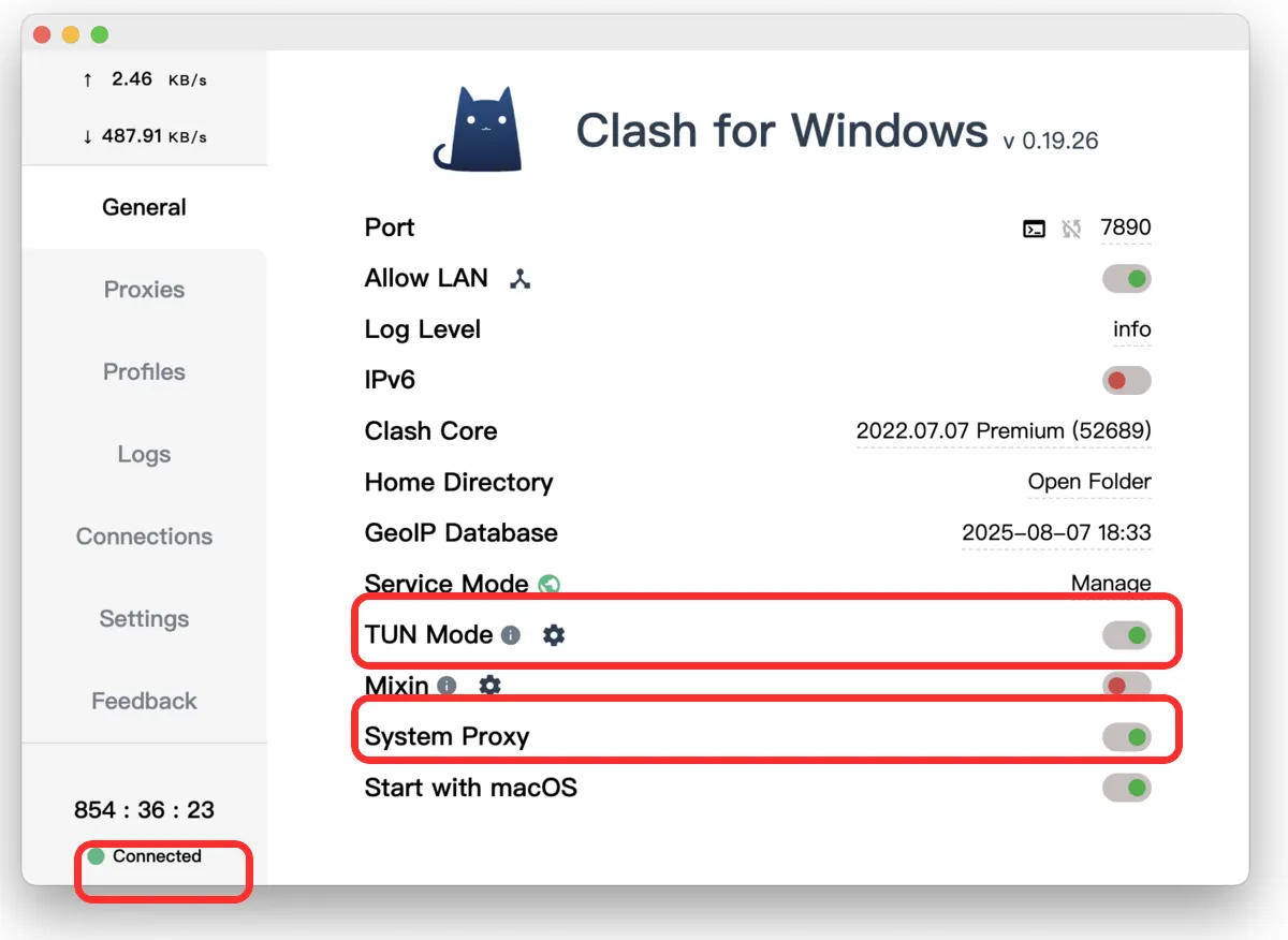快柠檬macOS Clash TUN 模式设置示意图